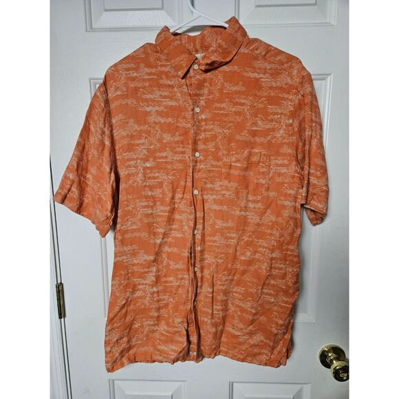 Tasso Elba Button Down Shirt Mens Large Silk Linen Blend - Picture 1 of 4